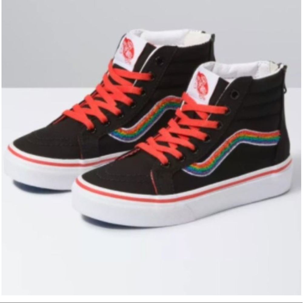 Vans Kids Sk8 Hi Rainbow Stripe High Top Sneakers Girls Size 1.5